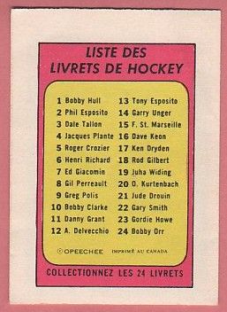 1970-71 O-Pee-Chee Story Booklets